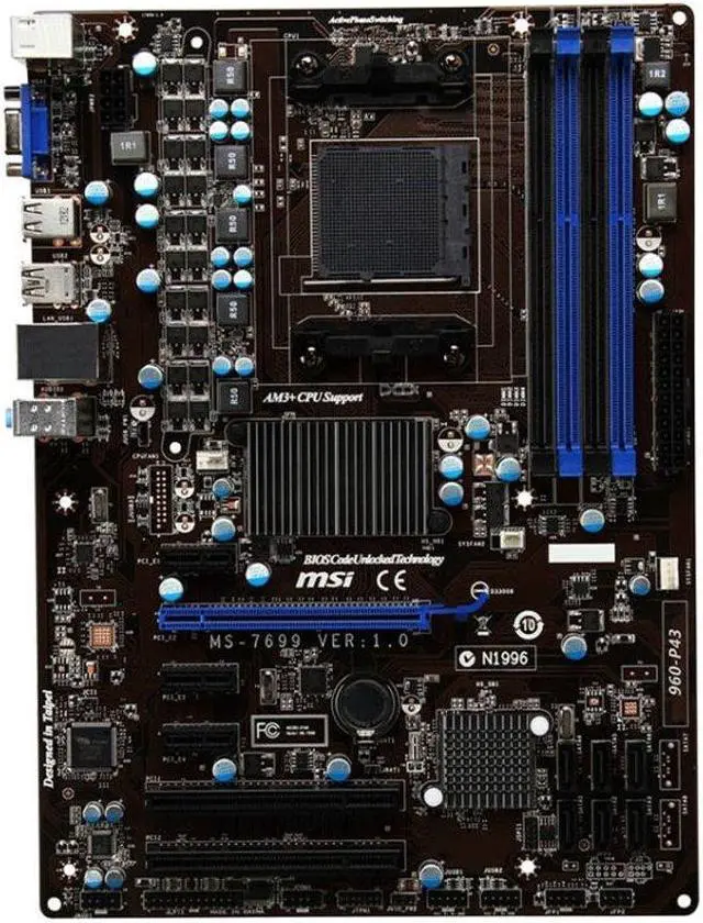 Main image of MSI 960-P43 AMD 760G Socket AM3+ DDR3 32GB ATX Motherboard