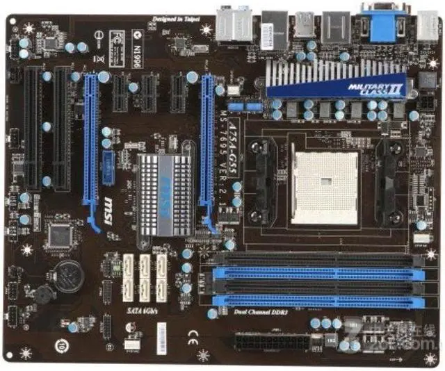 Main image of MSI A75A-G55 AMD A75 Socket FM1 DDR3 32GB ATX Motherboard