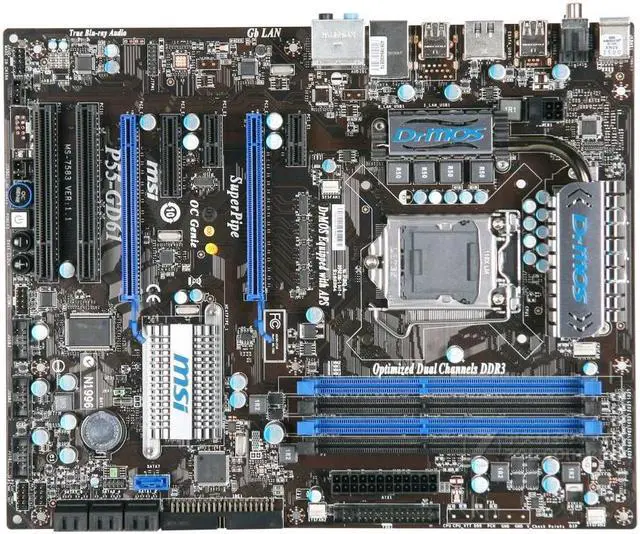 Main image of MSI P55-GD61 Intel P55 LGA 1156 DDR3 16GB ATX Motherboard