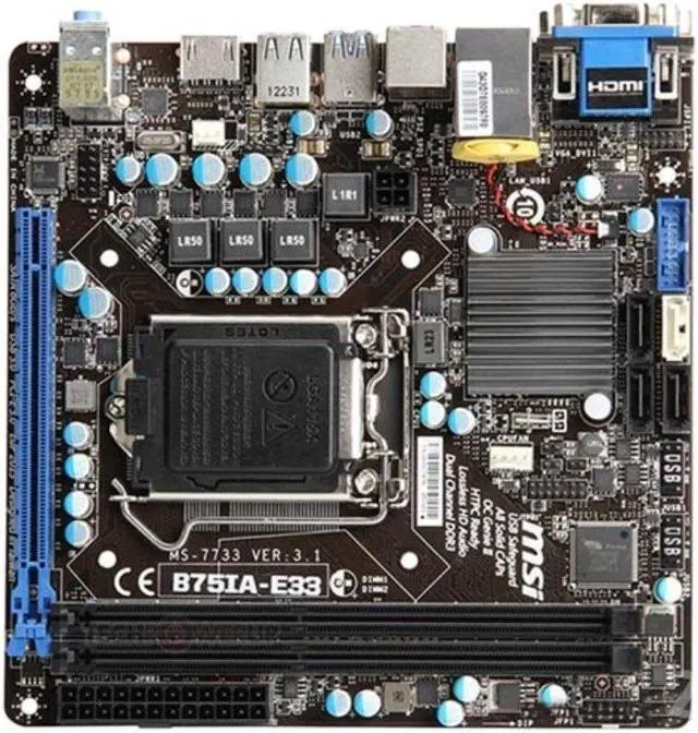 Main image of MSI B75IA-E33 Intel B75 LGA 1155 DDR3 16GB Mini-ITX Motherboard