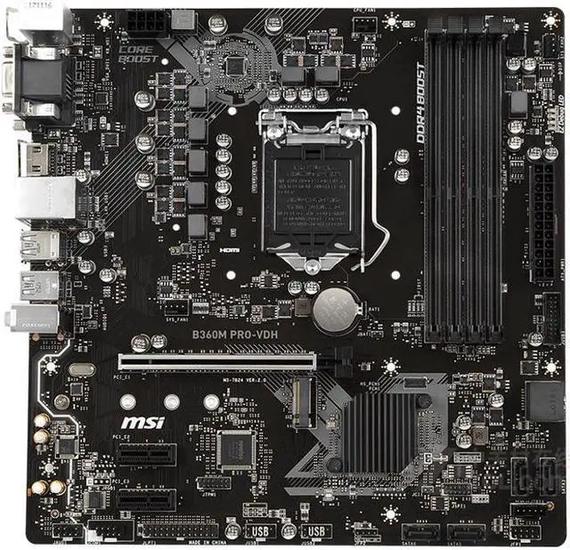 Alt view image 2 of 10 - MSI B360M PRO-VDH Intel B360 LGA 1151 DDR4 64GB Micro ATX Motherboard