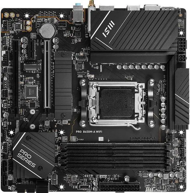 Main image of MSI PRO B650M-A WiFi AMD B650 Socket AM5 DDR5 256GB Micro ATX Motherboard