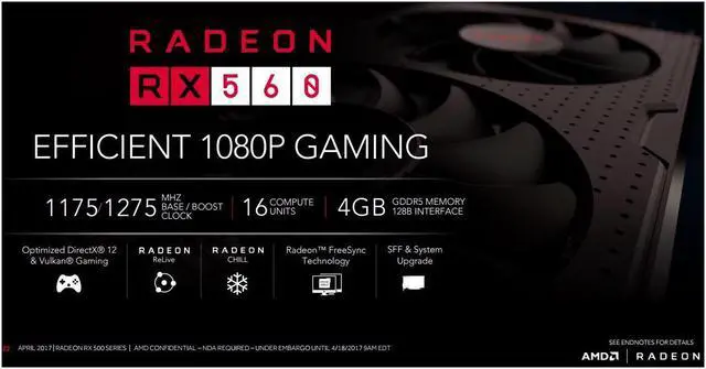 Alt view image 3 of 5 - Biostar OC Gaming Radeon RX 560 4GB GDDR5 128-Bit DirectX 12 PCI Express 3.0 x16, DVI-D Dual Link, HDMI, DisplayPort and Vortex Cooling Fan