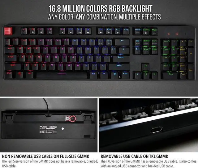Alt view image 7 of 7 - Glorious Modular Mechanical Gaming Keyboard - Full Size (104 Key) - RGB LED Backlit, Brown Switches, Hot Swap Switches (Black)(GMMK-BRN)