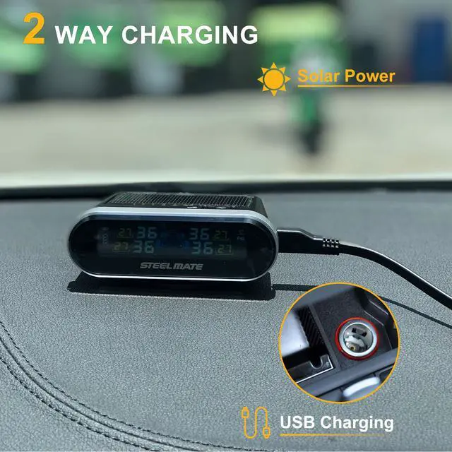 Alt view image 2 of 7 - STEELMATE Mini One-s Multi-Function Tire Pressure Monitoring System, Aromatherapy Function with Mobile Phone Holder, Auto Backlight & Sleep & Awake Mode, with 4 External Tpms Sensor(PSI)