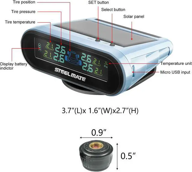 Alt view image 5 of 7 - STEELMATE Mini One-s Multi-Function Tire Pressure Monitoring System, Aromatherapy Function with Mobile Phone Holder, Auto Backlight & Sleep & Awake Mode, with 4 External Tpms Sensor(PSI)