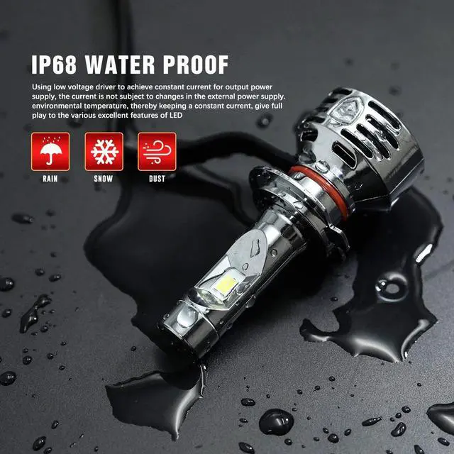 Alt view image 4 of 7 - GPNE H7 LED Headlight Bulbs 6000K Hightly Bright 12000LM 2 Colors Yellow and White Hi/Lo Beam LED Headlight 3000K IP68, Pack of 2