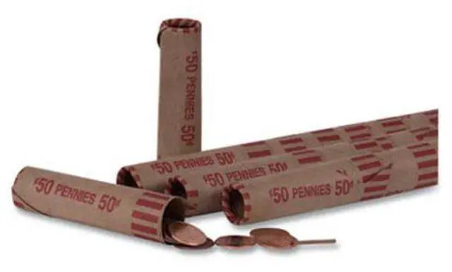 Alt view image 4 of 6 - Coin-Tainer Preformed Tubular Coin Wrappers Pennies $.50 1000 Wrappers/Box 20001
