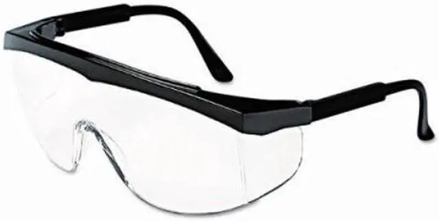 Alt view image 4 of 7 - Mcr Safety Stratos Safety Glasses, Black Frame, Clear Lens SS110