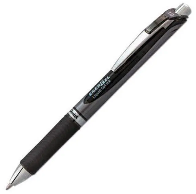 Alt view image 4 of 5 - EnerGel RTX Retractable Gel Pen, Bold 1 mm, Black Ink, Black/Gray Barrel BL80A