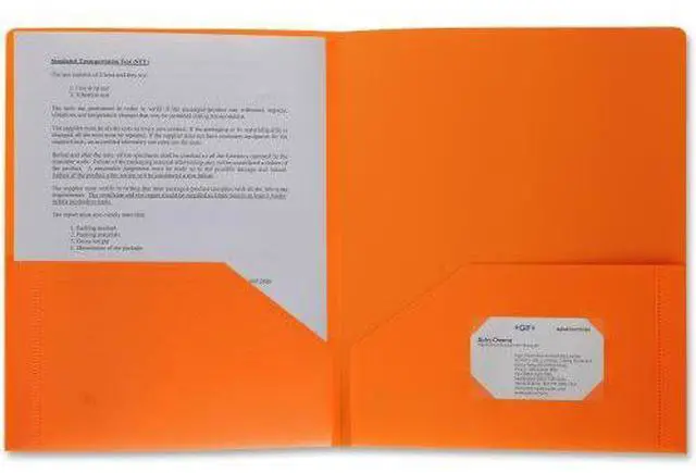 Alt view image 2 of 3 - Business Source Poly Portfolio 2 Pocket LTR .3mil Orange 20883