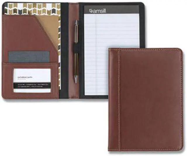 Alt view image 8 of 20 - Samsill Contrast Stitch Leather Padfolio 6 1/4w x 8 3/4h Open Style Brown 71736