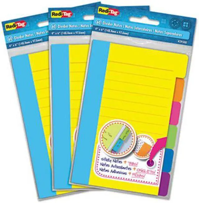 Alt view image 3 of 5 - Redi-Tag Divider Sticky Notes with Tabs Assorted Colors 60 Sheets/Set 3 Sets/Box 10245