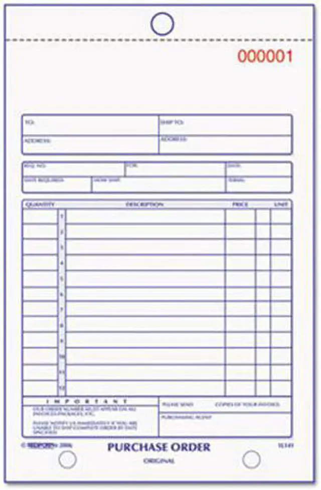 Alt view image 2 of 13 - Rediform Purchase Order Book Bottom Punch 5 1/2 x 7 7/8 3-Part Carbonless 50