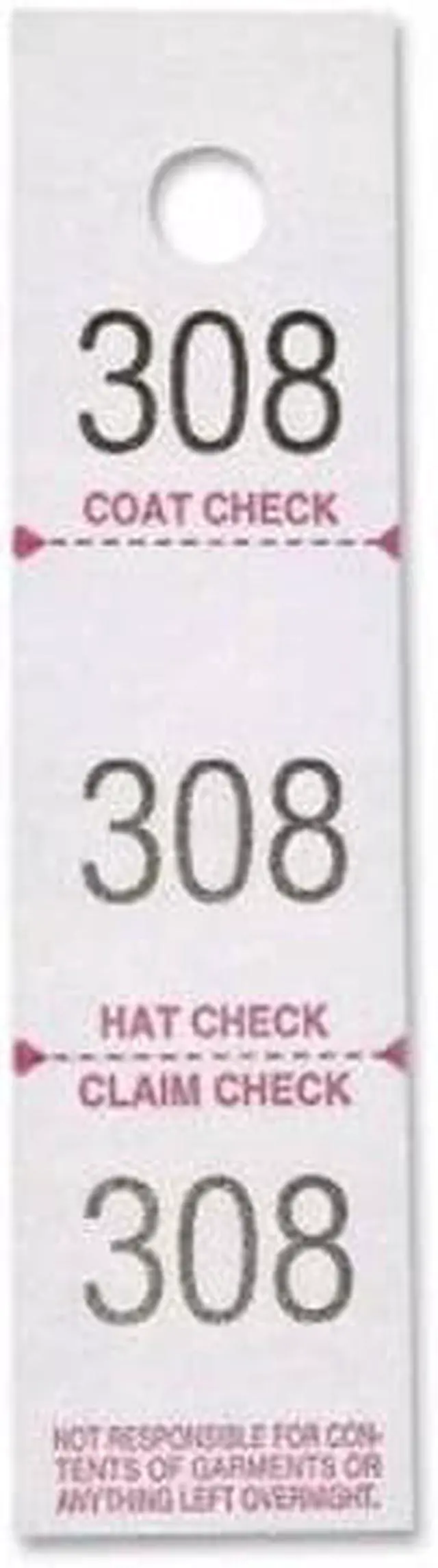 Alt view image 3 of 3 - Sparco Coat Check Tickets 3-Part 500/PK White 99300