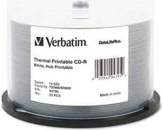 Alt view image 3 of 3 - VERBATIM CORPORATION 94755 50PK CDR 52X 700MB 80MIN WHITE