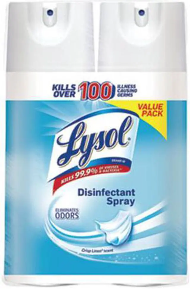 Alt view image 2 of 2 - Reckitt Benckiser - 19200-89946 - Disinfectant Spray, Crisp Linen, 12.5 oz Aerosol, 2/Pack, 6 Pack/Carton