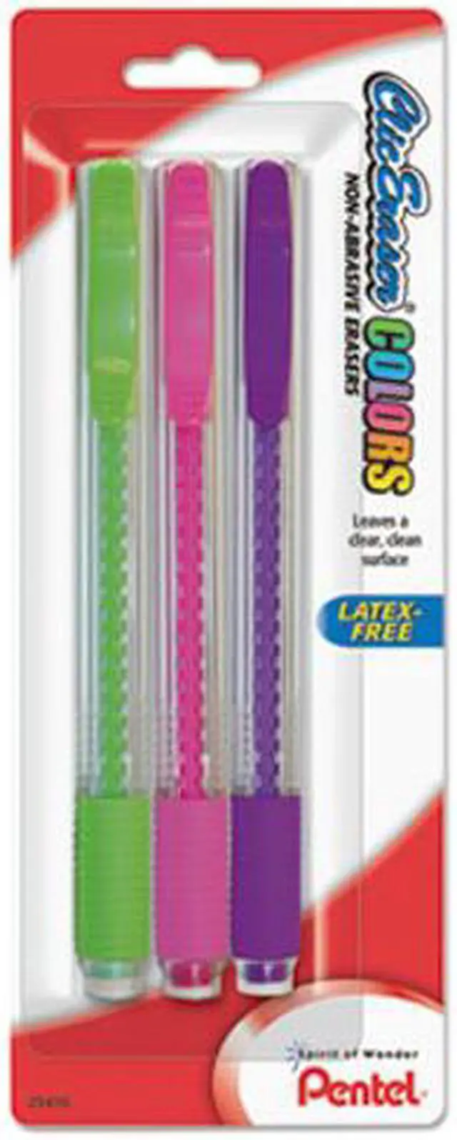 Alt view image 6 of 7 - Clic Eraser COLORS Eraser For Pencil Marks White Eraser Assorted Barrel Colors 3/Pack ZE23BP3M
