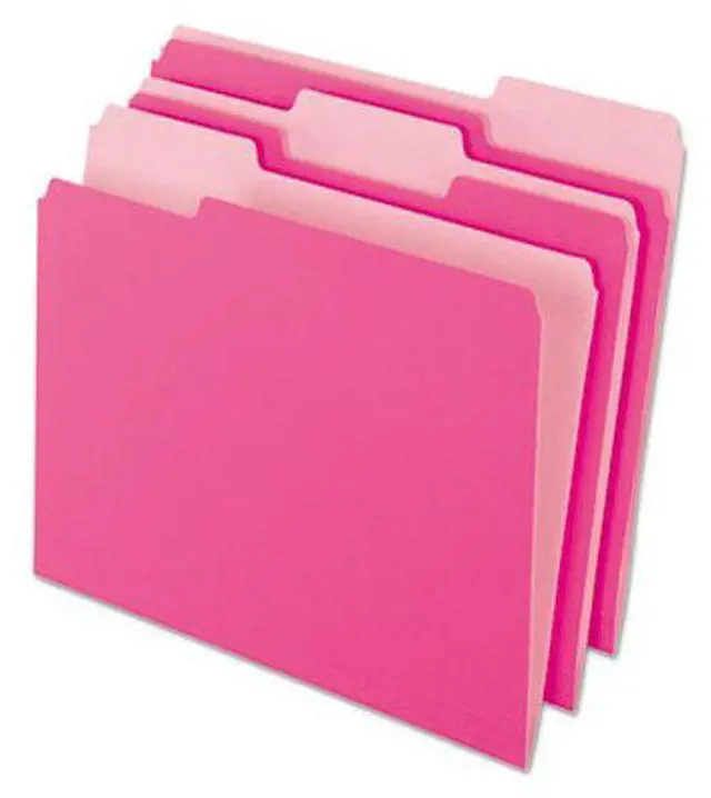Alt view image 2 of 8 - Pendaflex Interior File Folders 1/3 Cut Top Tab Letter Pink 100/Box 421013PIN