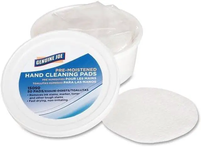 Alt view image 5 of 18 - Genuine Joe Pre-moistened Hand Cleaning Pads 3" Diameter 50 Pads 15050