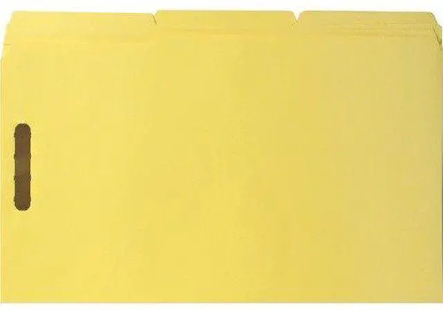 Alt view image 4 of 4 - Sparco Fastener Folders w/ 2-Ply Tab 1/3 Ast Tab 50/BX Lgl Yellow SP17222