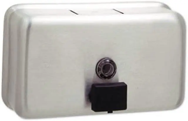 Alt view image 9 of 12 - Bobrick ClassicSeries Surface-Mounted Liquid Soap Dispenser Horizontal 40 oz Metal 2112