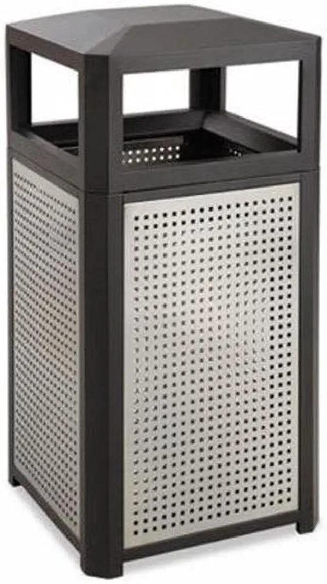 Alt view image 3 of 6 - Evos Series Steel Waste Container, 38gal, Black