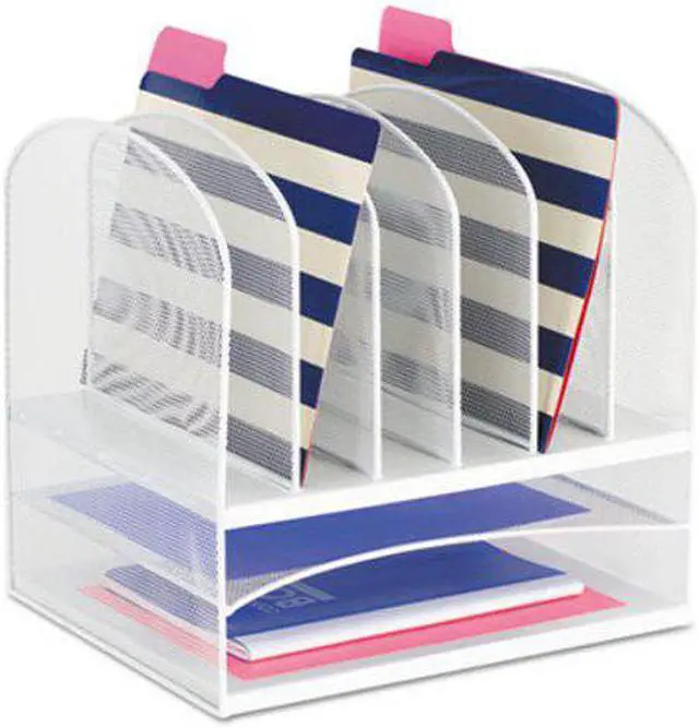 Alt view image 9 of 11 - Safco Mesh Desk Organizer Eight Sections Steel 13 1/2 x 11 3/8 x 13 White 3255WH