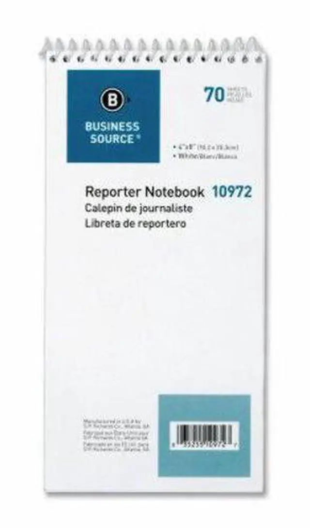 Alt view image 3 of 9 - Business Source Reporter's Pocket Notebook Ruled Spiral 4"x8" 70 Shts WE 10972