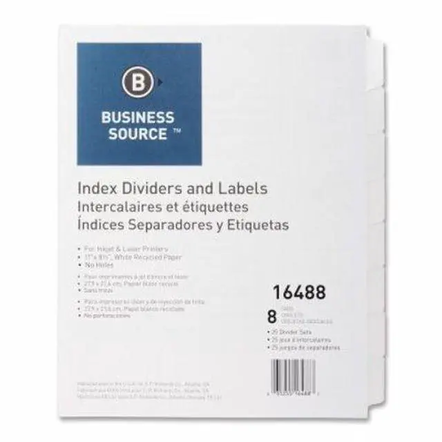 Alt view image 5 of 8 - Business Source Index Dividers Unpunched 8-Tab 25 Sets/BX White 16488