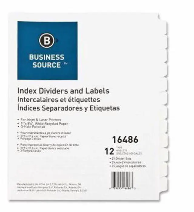 Alt view image 4 of 7 - Business Source Index Dividers 3HP 12-Tab 25 Sets/BX White 16486