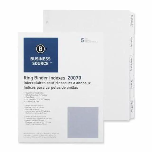 Alt view image 4 of 6 - Business Source Plain Tab Indexes 5-2" Wide Tab 11"x8-1/2" 100 St/BX WE 20070