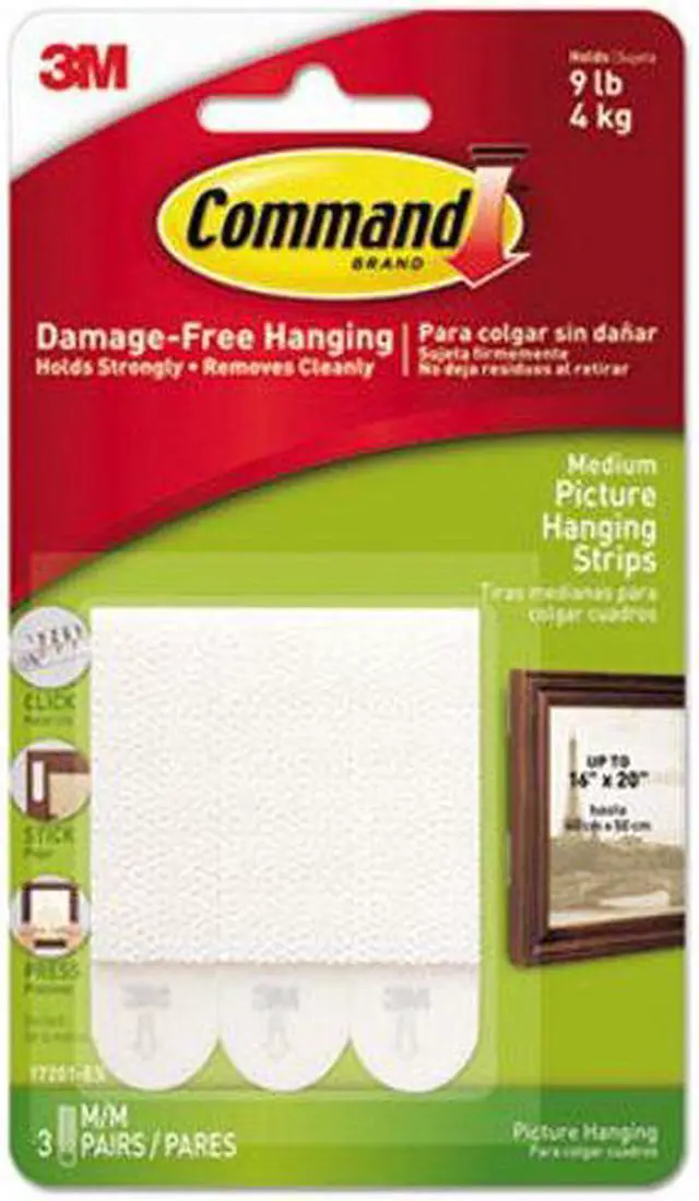 Alt view image 6 of 19 - 3M 17201 Command Medium Picture Hanging Strips 3 sets of strips
