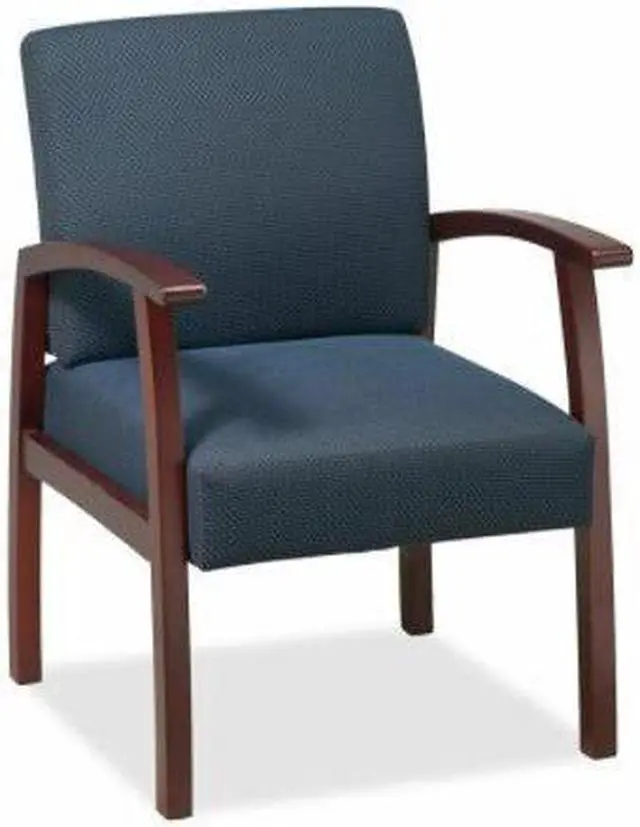 Alt view image 7 of 7 - Lorell Guest Chairs 24"x25"x35-1/2" Midnight Blue/Cherry frame 68553