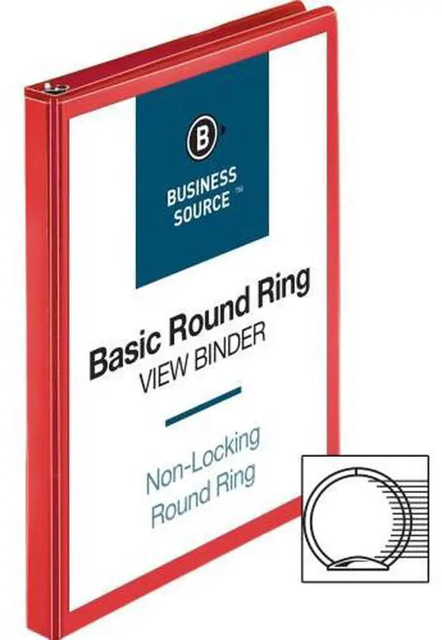 Alt view image 2 of 9 - Business Source View Binder Round Ring .5" Red 09965