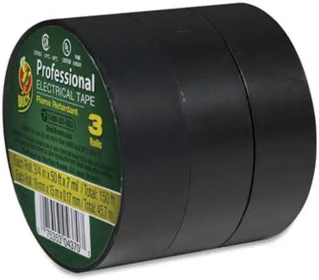 Alt view image 6 of 11 - DUCK 299004 Electrical Tape, 0.75 inx 50yd, Black, PK3