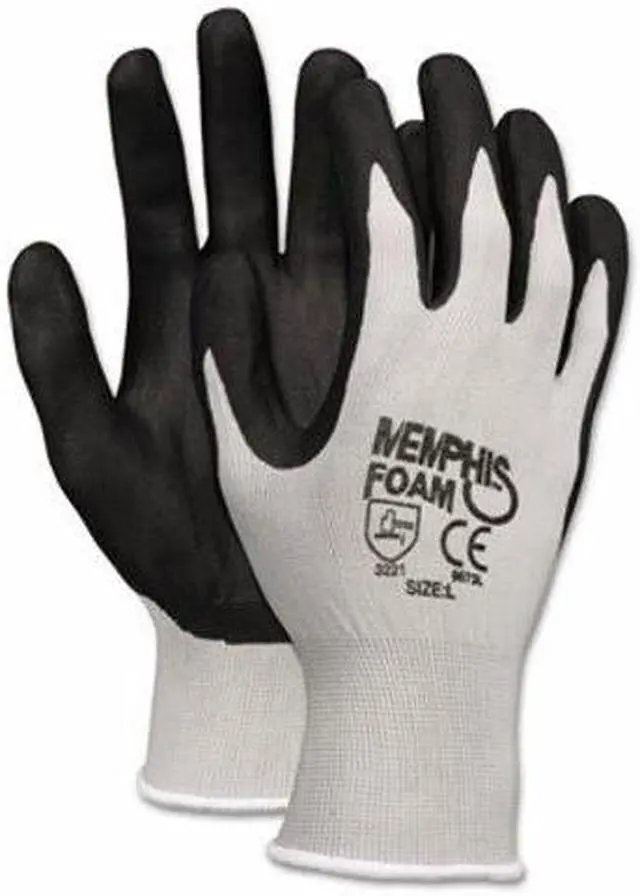 Alt view image 8 of 9 - Memphis Economy Foam Nitrile Gloves Large Gray/Black 12 Pairs 9673L