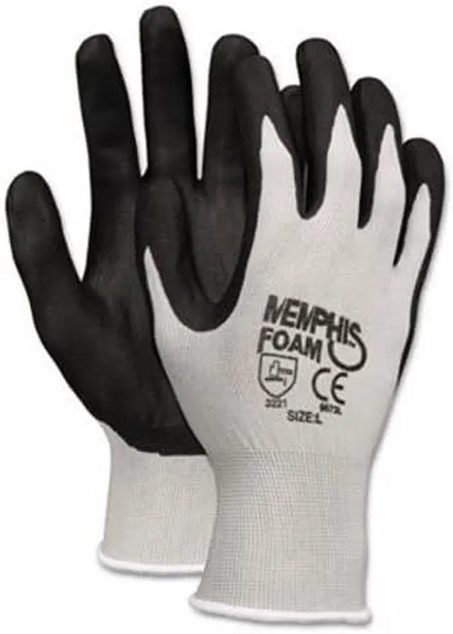 Alt view image 4 of 4 - Memphis Economy Foam Nitrile Gloves Gray/Black 12 Pairs 9673XL