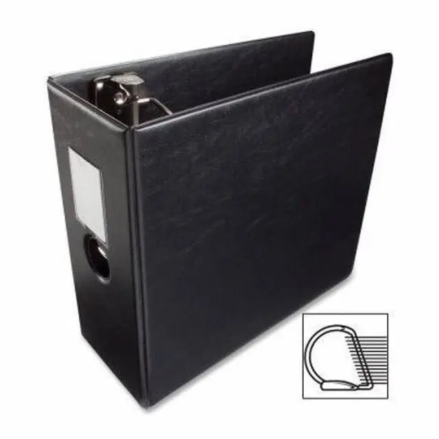 Alt view image 4 of 6 - Business Source D-Ring Binder w/Label Holder Hvy-Dty 5" Black 33121