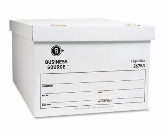 Alt view image 5 of 6 - Business Source Storage Boxes Legal 500 lb 15"x24"x10" 12/CT White 26753