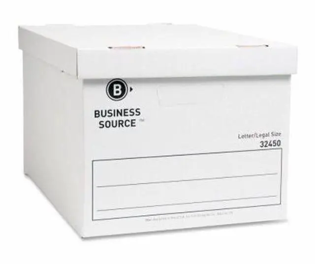 Alt view image 5 of 5 - Business Source Storage Boxes Ltr/Legal 400 lb 12"x15"x10" 12/CT White 32450