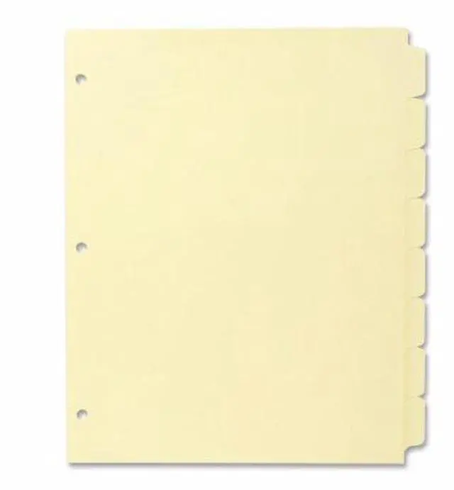 Alt view image 3 of 8 - Business Source Plain Tab Indexes 3HP 8-Tab 11"x8-1/2" 24 Sets/BX Canary 16481