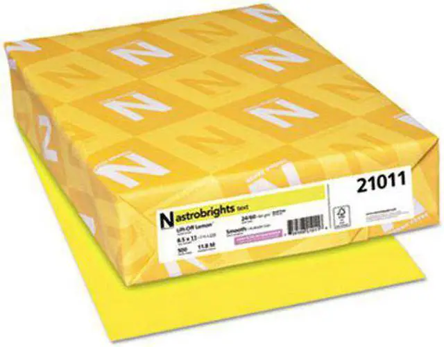Alt view image 5 of 12 - Neenah Paper Astrobrights Colored Paper 24lb 8-1/2 x 11 Lift-Off Lemon 500 Sheets/Ream 21011