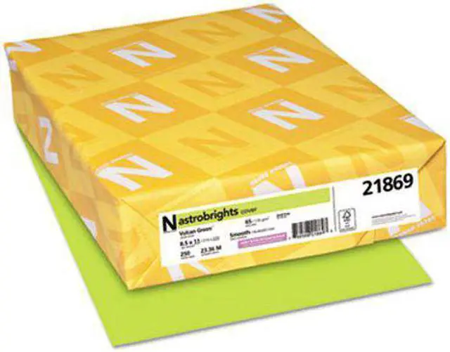 Alt view image 5 of 11 - Wausa WAU21869 - Neenah Paper Astrobrights Colored Card Stock, 65 lb., 8-1/2 x 11, Vulcan Green, 250 Sheets