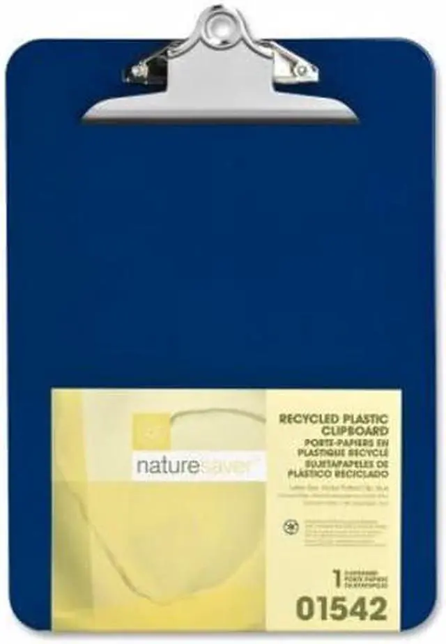 Alt view image 5 of 6 - Nature Saver Plastic Clipboard Recycled 1" Cap 9"x12" Blue 01542