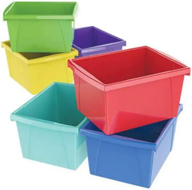 Alt view image 4 of 6 - Storex Storage Bins, 10 x 12 5/8 x 7 3/4, 4 Gallon, Assorted Color, Plastic (61514U06C)