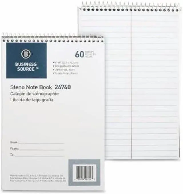 Alt view image 3 of 3 - Business Source Steno Notebook Greg Ruled 6"x9" 60 Sheets White Paper 26740
