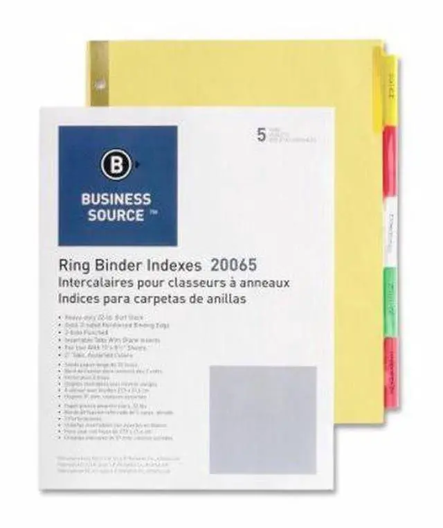 Alt view image 4 of 4 - Business Source Insertable Tab Indexes 5 Tab 11"x8-1/2" Buff Paper/Multi 20065