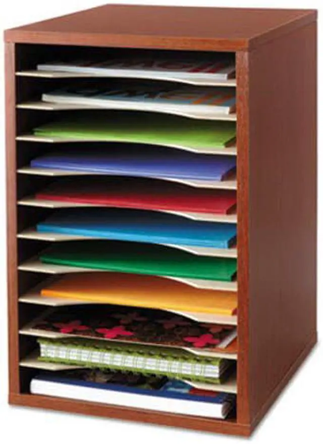 Alt view image 11 of 20 - Wood Desktop Literature Sorter, 11 Sections 10 5/8 X 11 7/8 X 16, Cherry