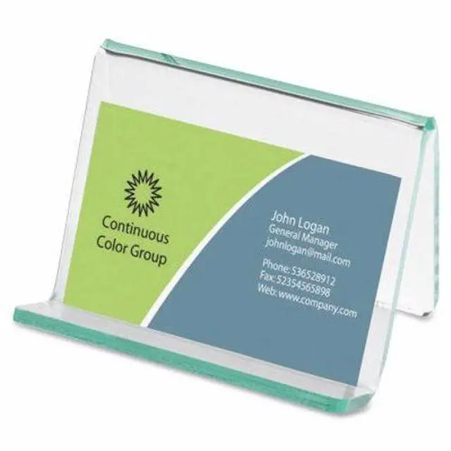 Alt view image 12 of 19 - Lorell Business Card Holder 3-1/4"x3"x2-5/8" Clear/Green 80657